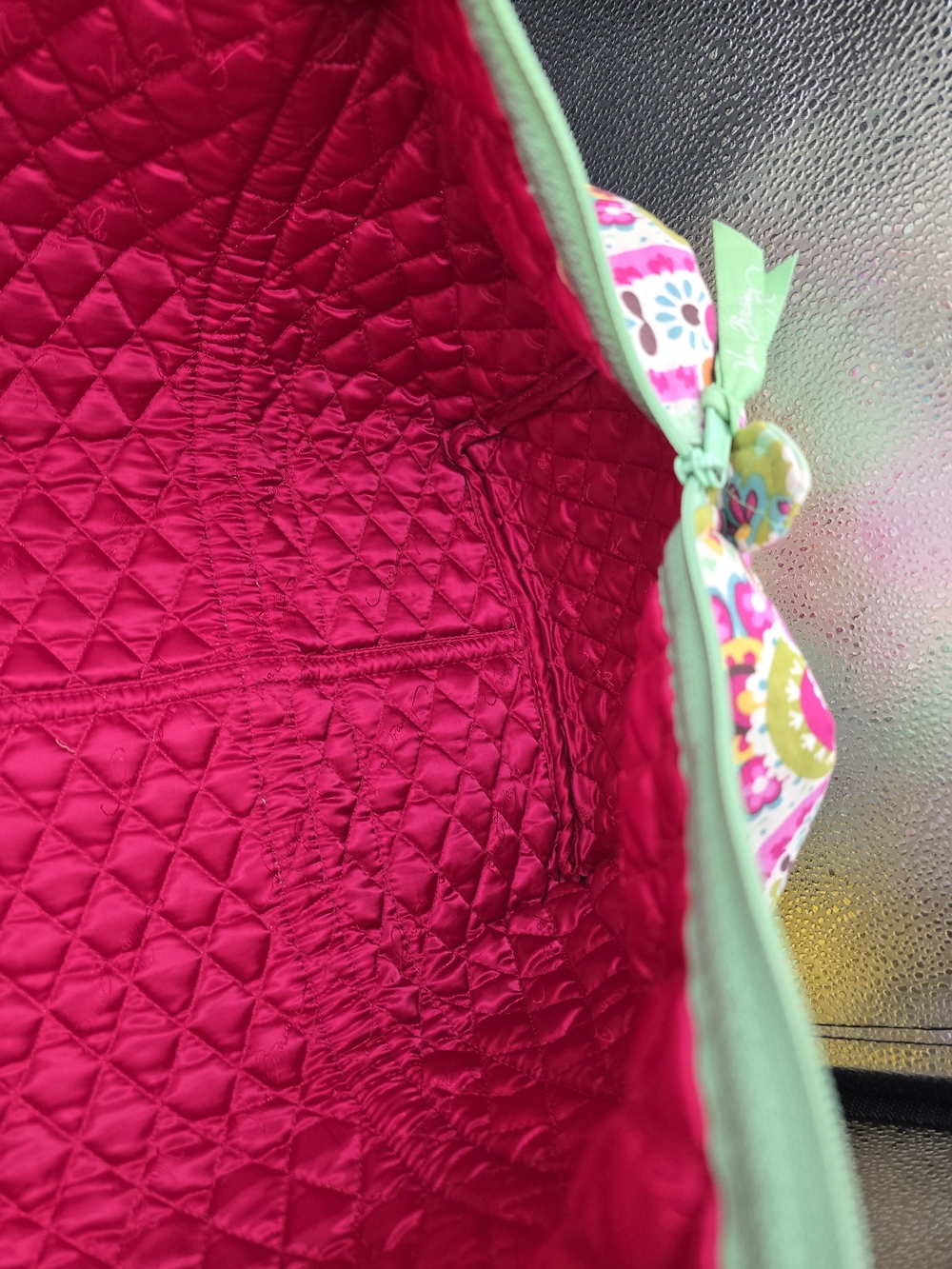 Vera Bradley Quilted Paisley Duffel in Mint Green and Pink - Picture 15 of 16